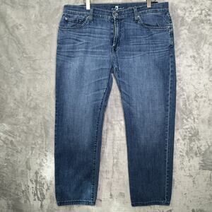 Seven For All Mankind Standard Jeans Mens 36 Medium Blue Stretch Altered Short